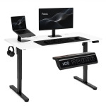 Elektrický stôl 140 × 60 cm s nastavením výšky 72–118 cm, biela doska, ModernHome Elektrický stôl 140 × 60 cm s nastavením výšky 72–118 cm, biela doska, ModernHome