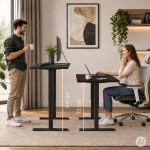 Elektrický stôl 140 x 60 cm s nastaviteľnou výškou 72–118 cm, čierny, ModernHome Elektrický stôl 140 x 60 cm s nastaviteľnou výškou 72–118 cm, čierny, ModernHome