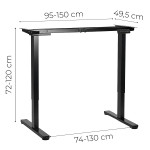 Rám písacieho stola s elektrickým nastavením výšky 72–120 cm, doska do 160 cm, čierny, ModernHome Rám písacieho stola s elektrickým nastavením výšky 72–120 cm, doska do 160 cm, čierny, ModernHome