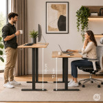 Elektrický stôl 140 x 60 cm s výškovým nastavením 72–118 cm, svetlý dub, ModernHome Elektrický stôl 140 x 60 cm s výškovým nastavením 72–118 cm, svetlý dub, ModernHome
