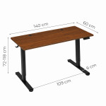 Elektrický stôl 140 × 60 cm s nastaviteľnou výškou 72–118 cm, tmavý dub, ModernHome Elektrický stôl 140 × 60 cm s nastaviteľnou výškou 72–118 cm, tmavý dub, ModernHome