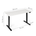 Elektrický stôl 120 x 60 cm s nastaviteľnou výškou 72–118 cm, biela doska, ModernHome Elektrický stôl 120 x 60 cm s nastaviteľnou výškou 72–118 cm, biela doska, ModernHome