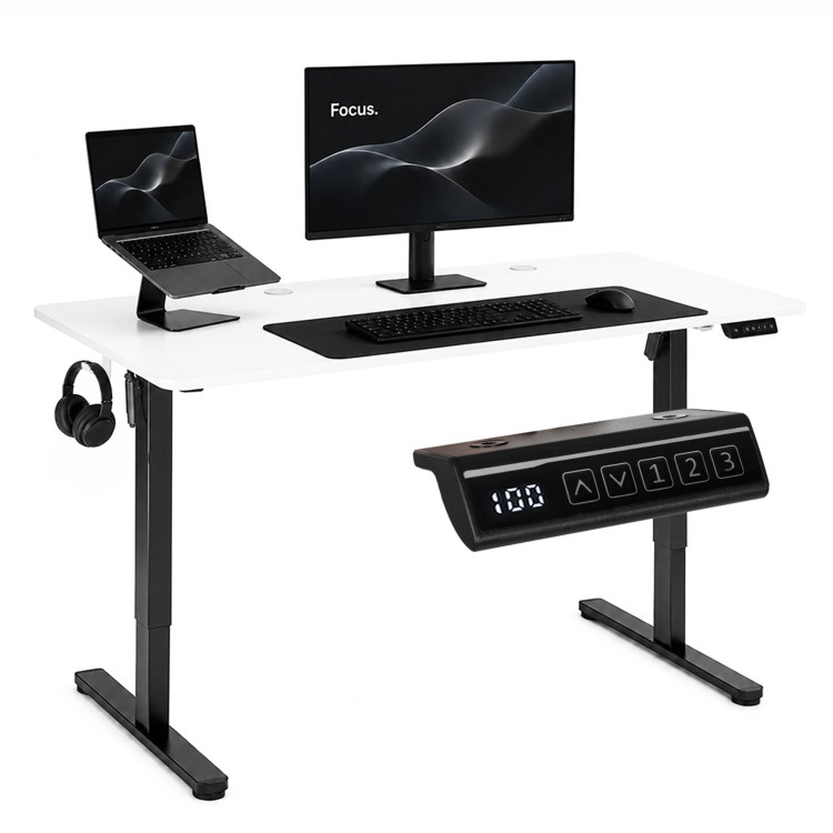 Elektrický stôl 120 x 60 cm s nastaviteľnou výškou 72–118 cm, biela doska, ModernHome Elektrický stôl 120 x 60 cm s nastaviteľnou výškou 72–118 cm, biela doska, ModernHome