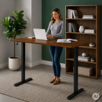 Elektrický stôl 120 x 60 cm s výškovým nastavením 72–118 cm, tmavý dub, ModernHome Elektrický stôl 120 x 60 cm s výškovým nastavením 72–118 cm, tmavý dub, ModernHome