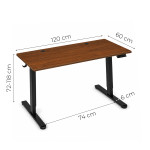 Elektrický stôl 120 x 60 cm s výškovým nastavením 72–118 cm, tmavý dub, ModernHome Elektrický stôl 120 x 60 cm s výškovým nastavením 72–118 cm, tmavý dub, ModernHome