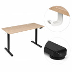 Elektrický stôl 120 x 60 cm s nastaviteľnou výškou 72–118 cm, svetlý dub, ModernHome