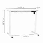 Rám písacieho stola s elektrickým nastavením výšky 72–118 cm, doska do 160 cm, biela, ModernHome