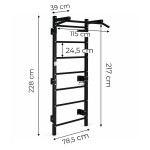 Gymnastická rebrík 228 cm, hrazda na cvičenie pre deti a dospelých, čierna, MOVEPRO Gymnastická rebrík 228 cm, hrazda na cvičenie pre deti a dospelých, čierna, MOVEPRO