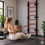 Gymnastická rebrík 215 cm, hrazda na cvičenie pre deti a dospelých, čierna, MOVEPRO