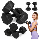 Šesťhranné činky, sada 2x3 kg, závažia na cvičenie, fitness závažia, čierne, MOVEPRO Šesťhranné činky, sada 2x3 kg, závažia na cvičenie, fitness závažia, čierne, MOVEPRO