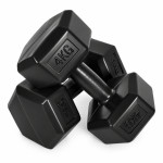 Šesťhranné činky, sada 2x4 kg, závažia na cvičenie, fitness závažia, čierne, MOVEPRO