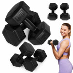 Šesťhranné činky, sada 2x4 kg, závažia na cvičenie, fitness závažia, čierne, MOVEPRO