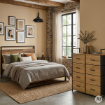 Komoda s 8 látkovými zásuvkami, 80 cm, textilný organizér, MDF, štýl loft, ModernHome Komoda s 8 látkovými zásuvkami, 80 cm, textilný organizér, MDF, štýl loft, ModernHome