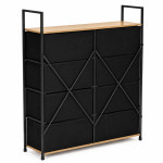 Komoda s 8 látkovými zásuvkami, 80 cm, textilný organizér, MDF, štýl loft, ModernHome Komoda s 8 látkovými zásuvkami, 80 cm, textilný organizér, MDF, štýl loft, ModernHome