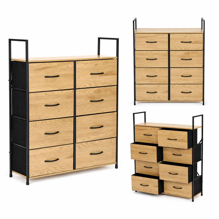 Komoda s 8 látkovými zásuvkami, 80 cm, textilný organizér, MDF, štýl loft, ModernHome Komoda s 8 látkovými zásuvkami, 80 cm, textilný organizér, MDF, štýl loft, ModernHome