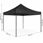 Záhradný pavilón na podujatia, automatický, samorozkladací stan s strechou, 3x3 m, čierny, MultiGarden Záhradný pavilón na podujatia, automatický, samorozkladací stan s strechou, 3x3 m, čierny, MultiGarden