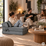 Rozkladacia pohovka 2 v 1, jednolôžková, penová, s funkciou spania, matrac 190 × 70 cm, ModernHome Rozkladacia pohovka 2 v 1, jednolôžková, penová, s funkciou spania, matrac 190 × 70 cm, ModernHome