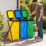 Stojan na triedenie odpadu, 3x120 litrov, odpadkový kôš, odpad, 3 priehradky, regál MultiGarden