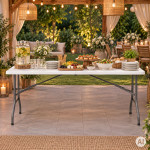 Záhradný stôl na catering 153 x 70 cm, skladací do kufríka, biely, MultiGarden Záhradný stôl na catering 153 x 70 cm, skladací do kufríka, biely, MultiGarden