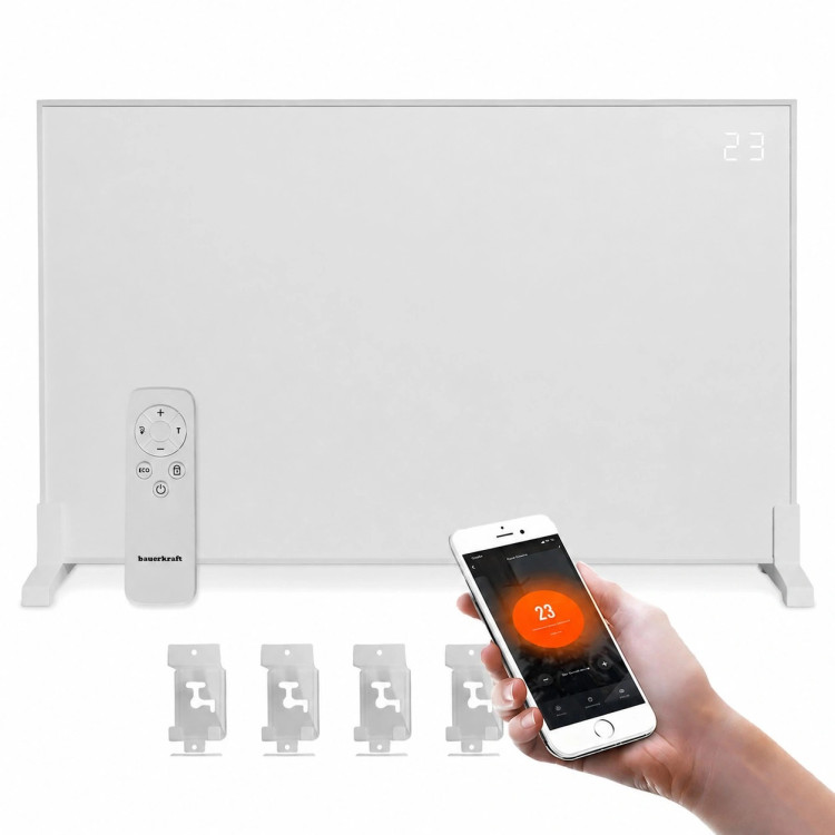 Infračervený ohrievač s LED displejom, ohrievací panel 60 x 120 cm, IR žiarič 1200 W, Wi-Fi