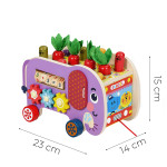 Drevená vzdelávacia kocka – sloník 8 v 1: vozík, triedič, zvončeky, lovenie červíkov – ECOTOYS Drevená vzdelávacia kocka – sloník 8 v 1: vozík, triedič, zvončeky, lovenie červíkov – ECOTOYS
