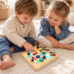 Drevená interaktívna manipulačná doska s LED vypínačmi ECOTOYS Drevená interaktívna manipulačná doska s LED vypínačmi ECOTOYS