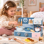 Drevená detská minikuchyňa s kávovarom a súpravou 27 doplnkov ECOTOYS