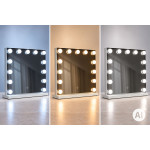LED kozmetické zrkadlo na líčenie 50 × 40 cm s podsvietením, 3 farby, 13 žiaroviek, ModernHome