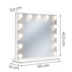 LED kozmetické zrkadlo na líčenie 50 × 40 cm s podsvietením, 3 farby, 13 žiaroviek, ModernHome