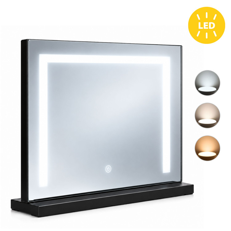 LED kozmetické zrkadlo na líčenie 50 x 40 cm s podsvietením v 3 farbách, čierne, ModernHome