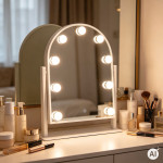 LED kozmetické zrkadlo na líčenie 30 x 40 cm s podsvietením, 3 farby, 9 žiaroviek, ModernHome LED kozmetické zrkadlo na líčenie 30 x 40 cm s podsvietením, 3 farby, 9 žiaroviek, ModernHome