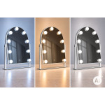 LED kozmetické zrkadlo na líčenie 30 x 40 cm s podsvietením, 3 farby, 9 žiaroviek, ModernHome LED kozmetické zrkadlo na líčenie 30 x 40 cm s podsvietením, 3 farby, 9 žiaroviek, ModernHome