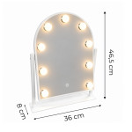 LED kozmetické zrkadlo na líčenie 30 x 40 cm s podsvietením, 3 farby, 9 žiaroviek, ModernHome LED kozmetické zrkadlo na líčenie 30 x 40 cm s podsvietením, 3 farby, 9 žiaroviek, ModernHome