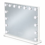 LED zrkadlo na líčenie 57 x 46 cm, kozmetické, s podsvietením, 3 farby, nastavenie jasu, 15 žiaroviek, ModernHome