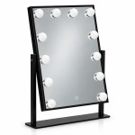 LED kozmetické zrkadlo na líčenie 30 × 40 cm s podsvietením, 3 farby, 12 žiaroviek, čierne, ModernHome