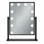 LED kozmetické zrkadlo na líčenie 30 × 40 cm s podsvietením, 3 farby, 12 žiaroviek, čierne, ModernHome