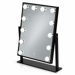 LED kozmetické zrkadlo na líčenie 30 × 40 cm s podsvietením, 3 farby, 12 žiaroviek, čierne, ModernHome