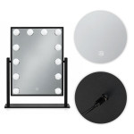 LED kozmetické zrkadlo na líčenie 30 × 40 cm s podsvietením, 3 farby, 12 žiaroviek, čierne, ModernHome