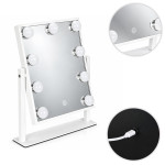 LED kozmetické zrkadlo na líčenie 25 × 30 cm s podsvietením, 3 farby, 9 žiaroviek, ModernHome LED kozmetické zrkadlo na líčenie 25 × 30 cm s podsvietením, 3 farby, 9 žiaroviek, ModernHome