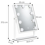 LED kozmetické zrkadlo na líčenie 25 × 30 cm s podsvietením, 3 farby, 9 žiaroviek, ModernHome LED kozmetické zrkadlo na líčenie 25 × 30 cm s podsvietením, 3 farby, 9 žiaroviek, ModernHome