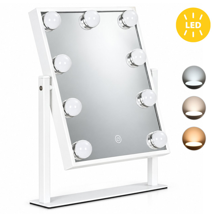 LED kozmetické zrkadlo na líčenie 25 × 30 cm s podsvietením, 3 farby, 9 žiaroviek, ModernHome LED kozmetické zrkadlo na líčenie 25 × 30 cm s podsvietením, 3 farby, 9 žiaroviek, ModernHome