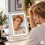 LED kozmetické zrkadlo na líčenie 25 × 30 cm s podsvietením v 3 farbách ModernHome
