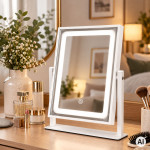 LED kozmetické zrkadlo na líčenie 25 × 30 cm s podsvietením v 3 farbách ModernHome
