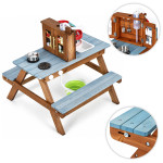 Drevená detská kuchynka na piesok, piknikový stôl a lavice, vodná pumpa, drez – ECOTOYS Drevená detská kuchynka na piesok, piknikový stôl a lavice, vodná pumpa, drez – ECOTOYS
