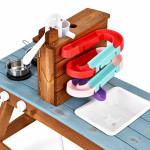 Drevená detská kuchynka na piesok, piknikový stôl a lavice, vodná pumpa, drez – ECOTOYS Drevená detská kuchynka na piesok, piknikový stôl a lavice, vodná pumpa, drez – ECOTOYS