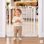 Bezpečnostná bránka 75–83 cm na schody a dvere, oceľová, biela, ECOTOYS Bezpečnostná bránka 75–83 cm na schody a dvere, oceľová, biela, ECOTOYS
