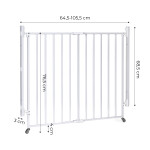 Bezpečnostná bránka 65–106 cm na schody a dvere, oceľová, s kolieskami, biela, ECOTOYS Bezpečnostná bránka 65–106 cm na schody a dvere, oceľová, s kolieskami, biela, ECOTOYS