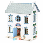 Drevený domček pre bábiky Lily, otvárací, 3 poschodia, 5 izieb, nábytok, figúrky, ECOTOYS