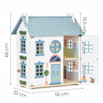 Drevený domček pre bábiky Lily, otvárací, 3 poschodia, 5 izieb, nábytok, figúrky, ECOTOYS