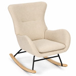 Hojdacie kreslo s ušami, relaxačné, látka bouclé teddy, krémová, ModernHome Hojdacie kreslo s ušami, relaxačné, látka bouclé teddy, krémová, ModernHome